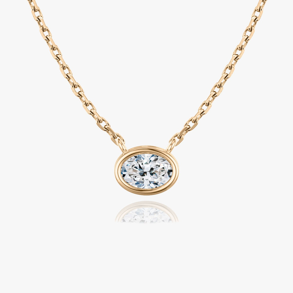 1.0 CT Oval Bezel Lab Grown Diamond Necklace