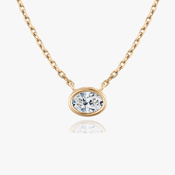 1.0 CT Oval Bezel Lab Grown Diamond Necklace