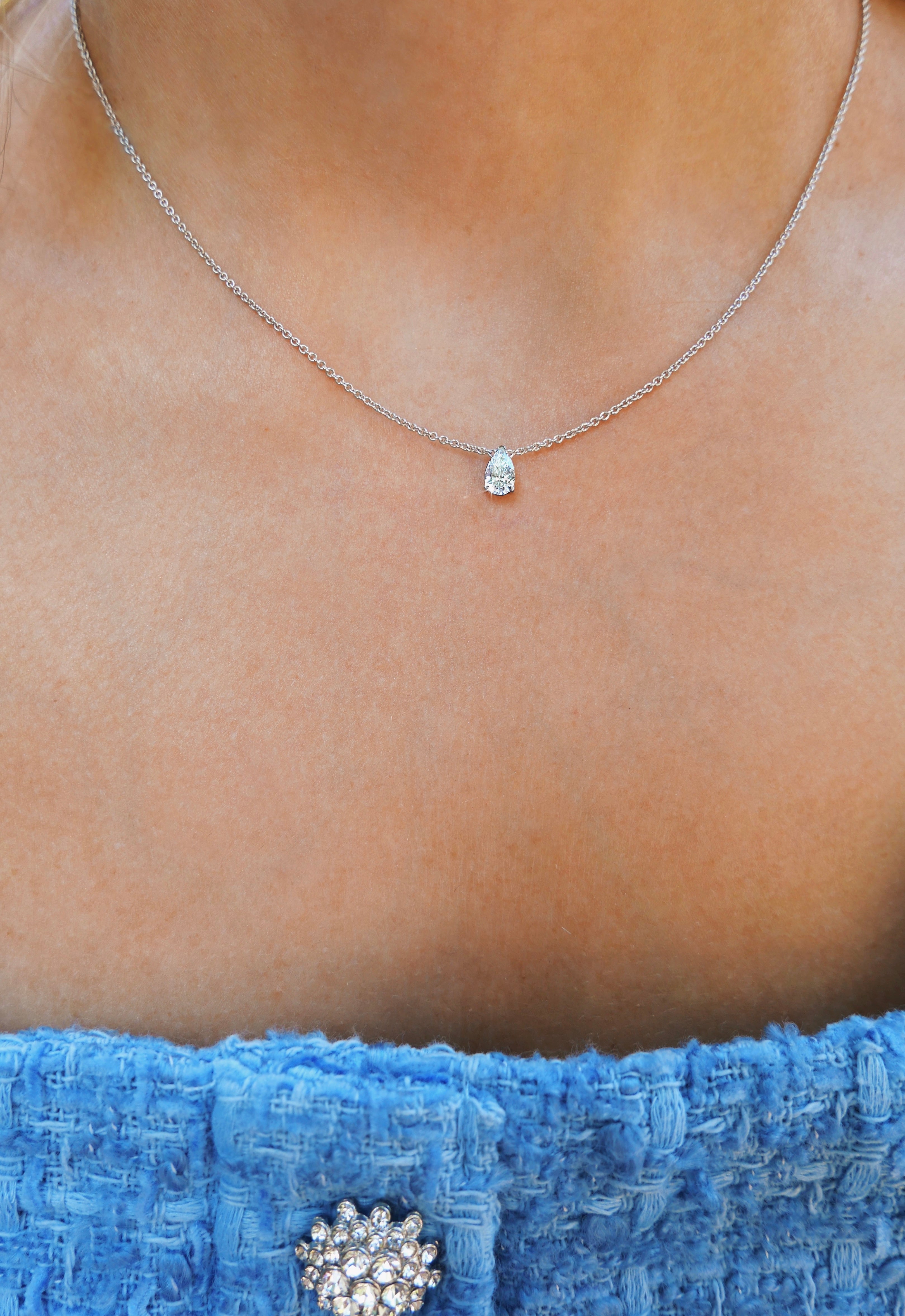 0.30 CT Pear Solitaire Lab Grown Diamond Necklace Secondary image