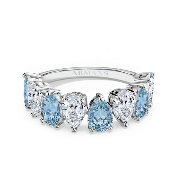 Large Pear Half Band Gender Reveal Ring