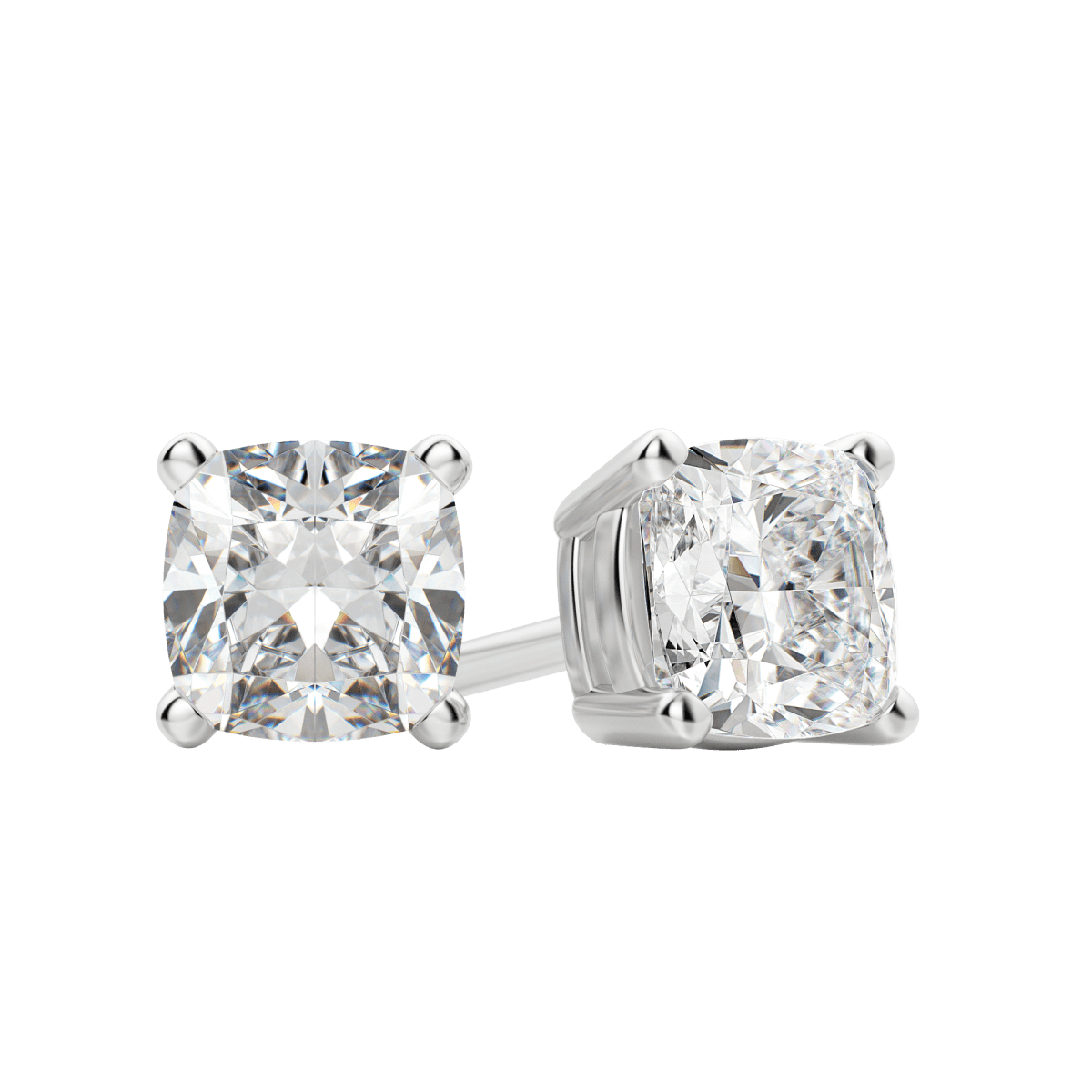 0.50 CT-2.0 CT Cushion Solitaire Lab Grown Diamond Earrings Secondary image