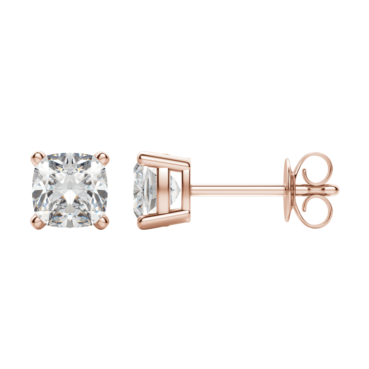 0.50 CT-2.0 CT Cushion Solitaire Lab Grown Diamond Earrings