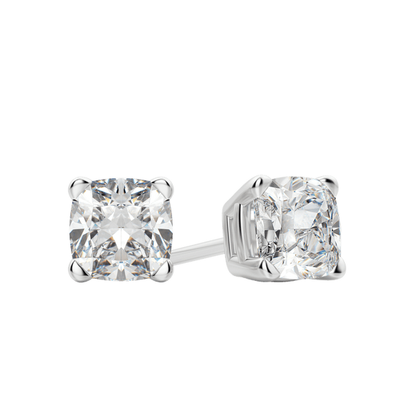 0.50 CT-2.0 CT Cushion Solitaire Lab Grown Diamond Earrings