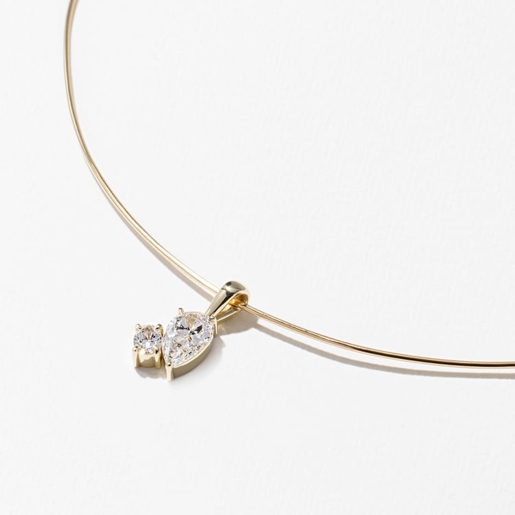 1.8 CT Pear and Oval Two Stone Lab Grown Diamond Necklace