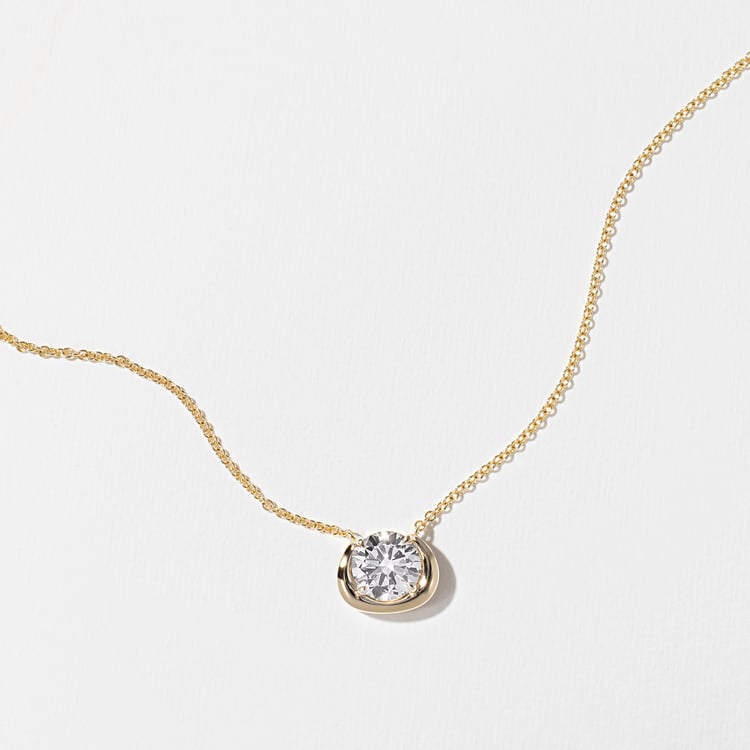 1.45 CT Round Bezel Solitaire Lab Grown Diamond Ne 主图