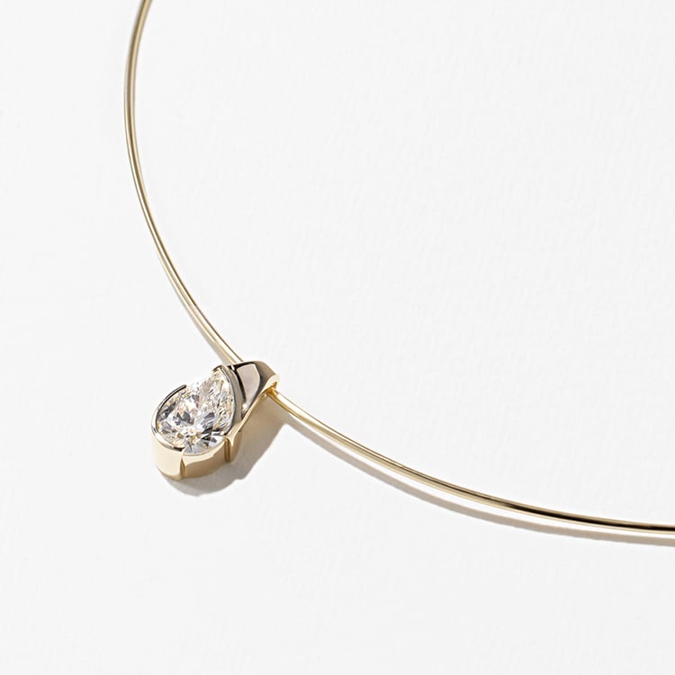 1.6 CT Pear Half Bezel Solitaire Lab Grown Diamond Necklace 副图