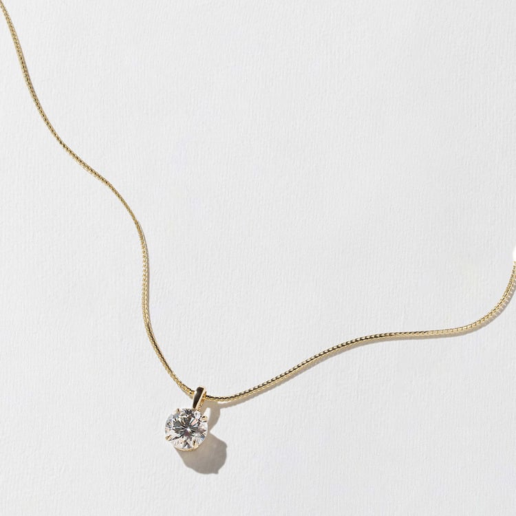 1.0 CT Round Solitaire Lab Grown Diamond Necklace