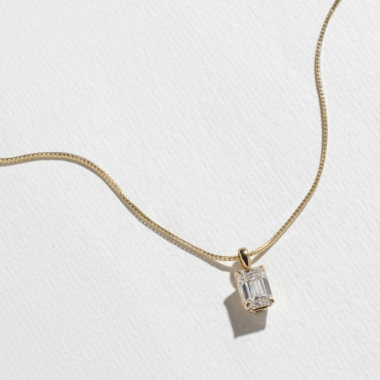 1.2 CT Emerald Solitaire Lab Grown Diamond Necklac 主图