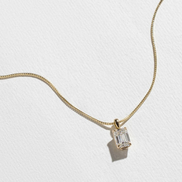 1.2 CT Emerald Solitaire Lab Grown Diamond Necklac