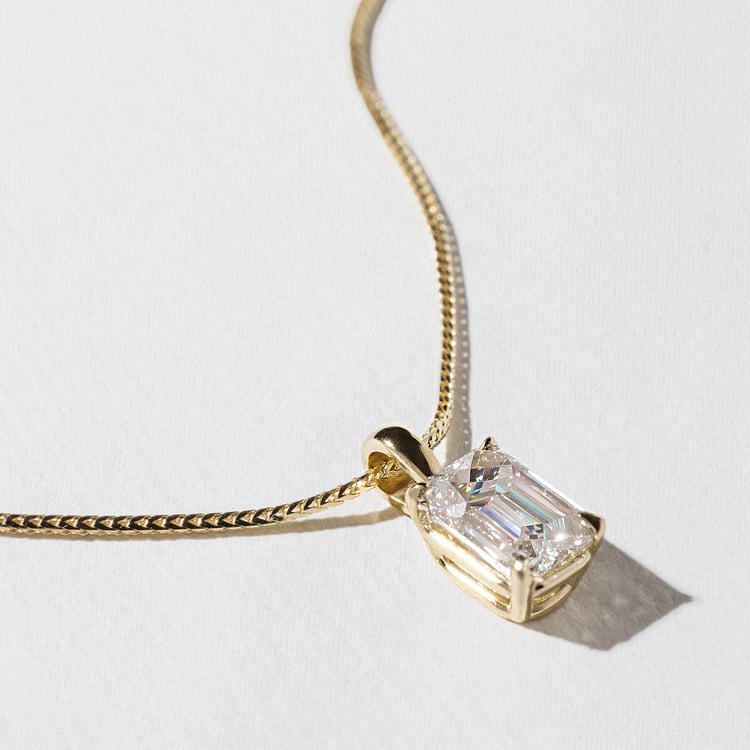 1.2 CT Emerald Solitaire Lab Grown Diamond Necklace