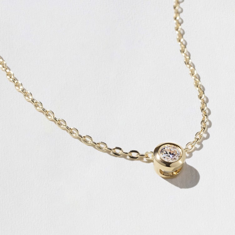 0.33 CT Round Bezel Solitaire Lab Grown Diamond Necklace