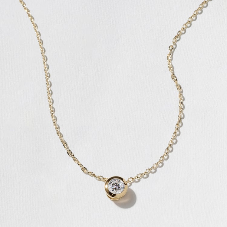 0.75 CT Round Bezel Solitaire Lab Grown Diamond Ne 主图