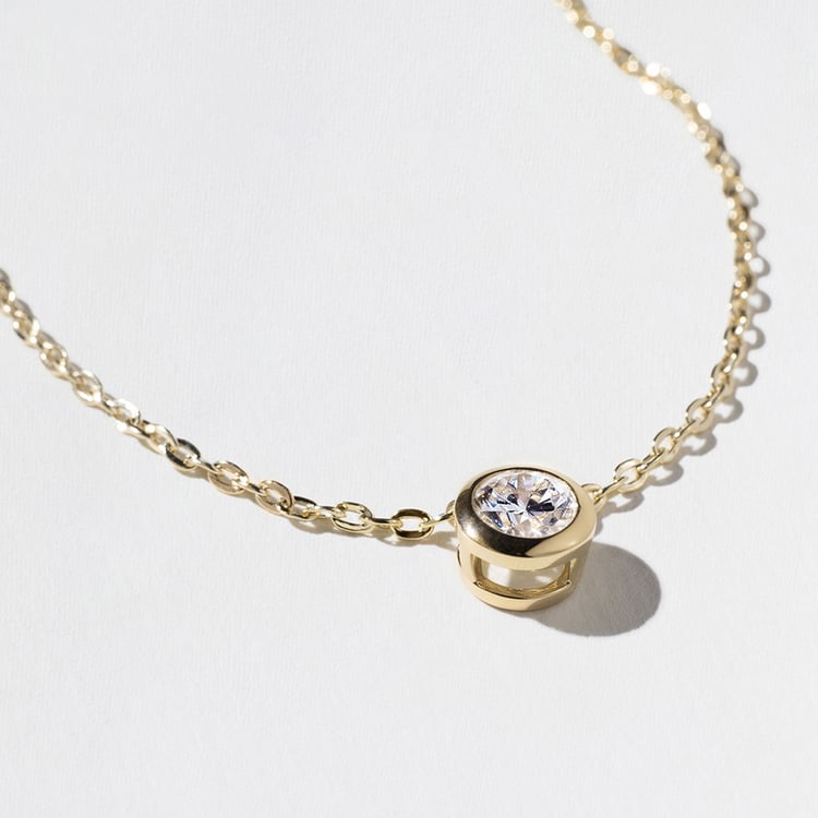 0.75 CT Round Bezel Solitaire Lab Grown Diamond Necklace 副图