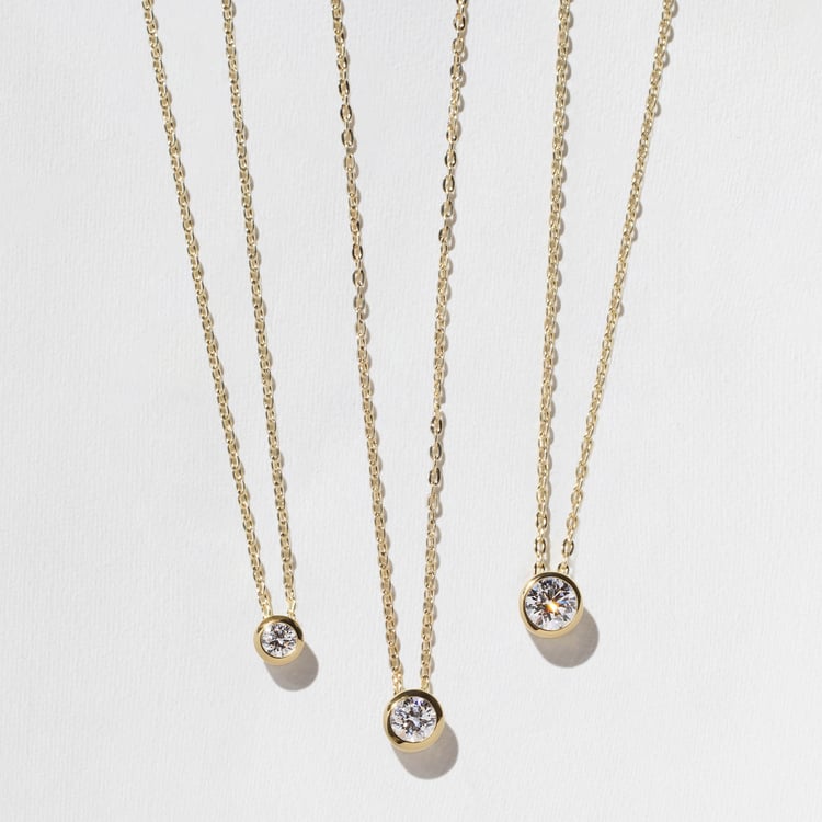 0.75 CT Round Bezel Solitaire Lab Grown Diamond Necklace