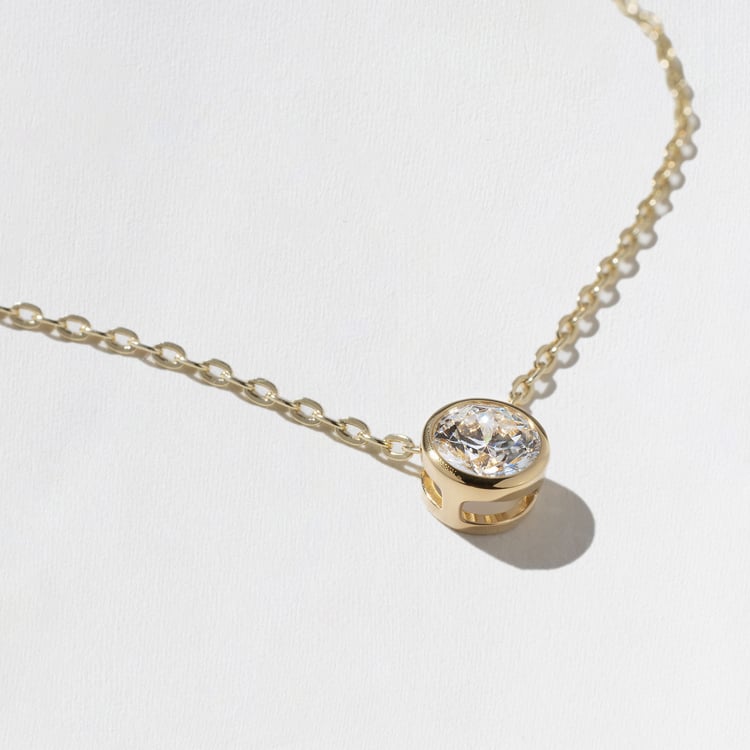 1.0 CT Round Bezel Solitaire Lab Grown Diamond Necklace 副图