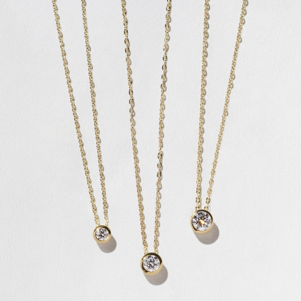 1.0 CT Round Bezel Solitaire Lab Grown Diamond Necklace