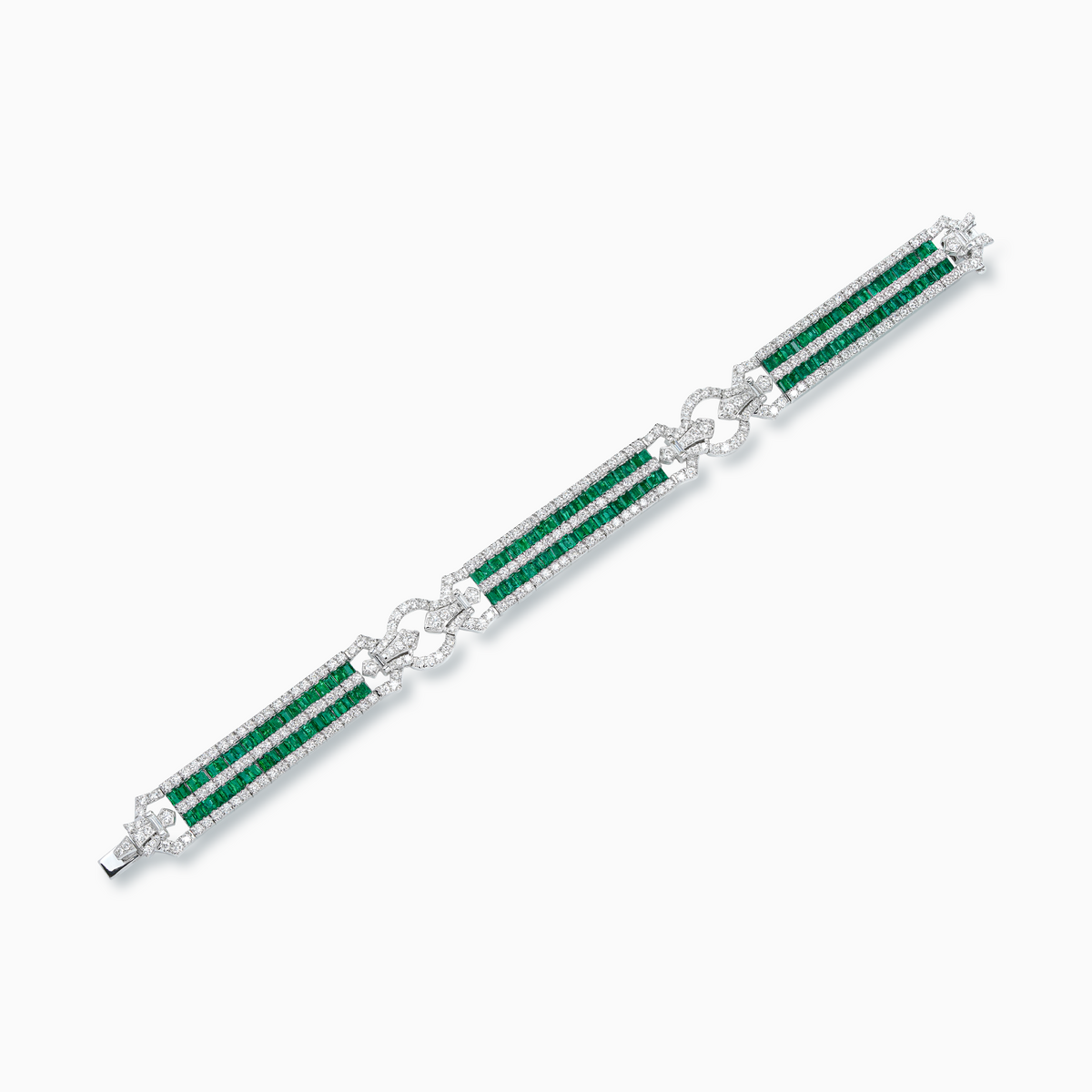 18K White Gold Emerald & Diamond Bracelet	 Main image