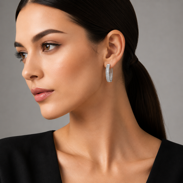 Platinum 950 & 18K White Gold Diamond Earring