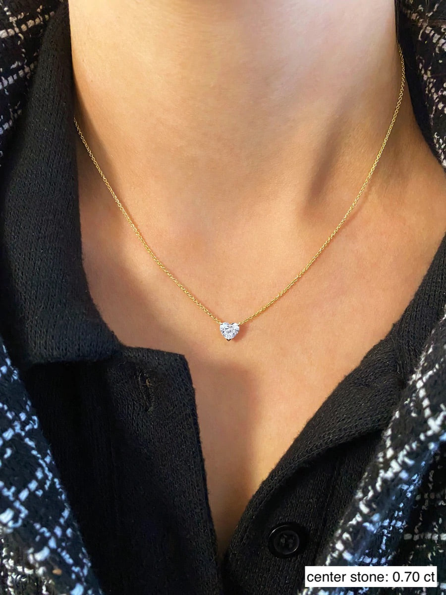 0.7 CT Heart Solitaire Lab Grown Diamond Necklace Secondary image