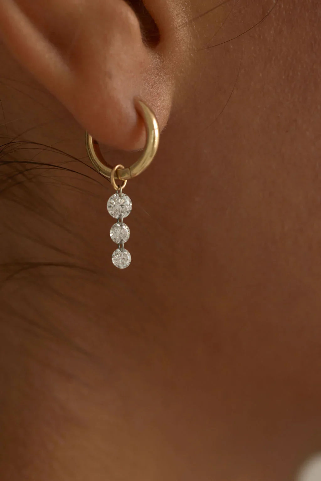 1 CT Round Lab Grown Diamond Dangle Hoop Earrings