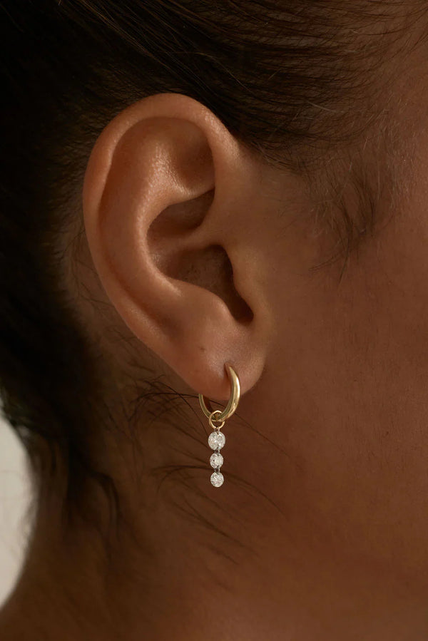 1 CT Round Lab Grown Diamond Dangle Hoop Earrings