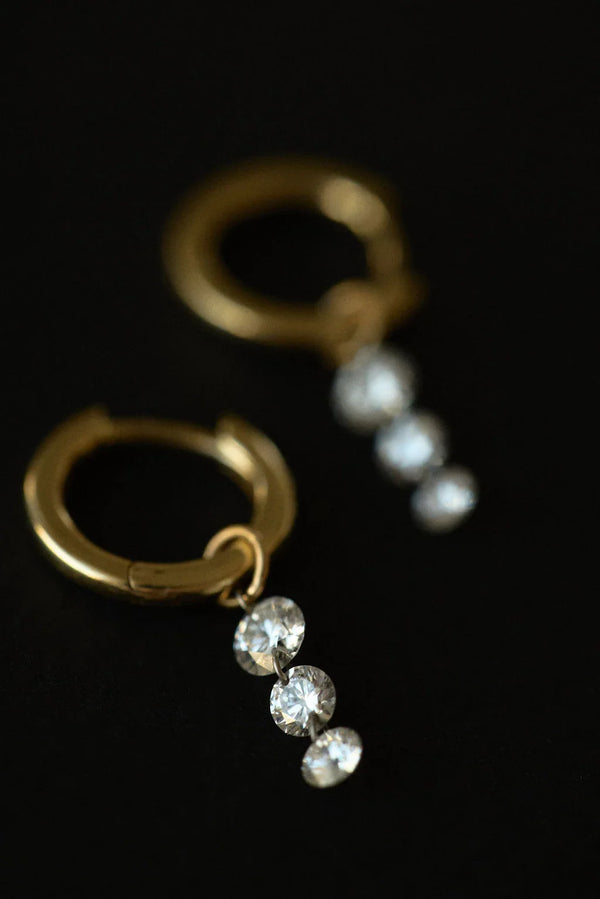 1 CT Round Lab Grown Diamond Dangle Hoop Earrings