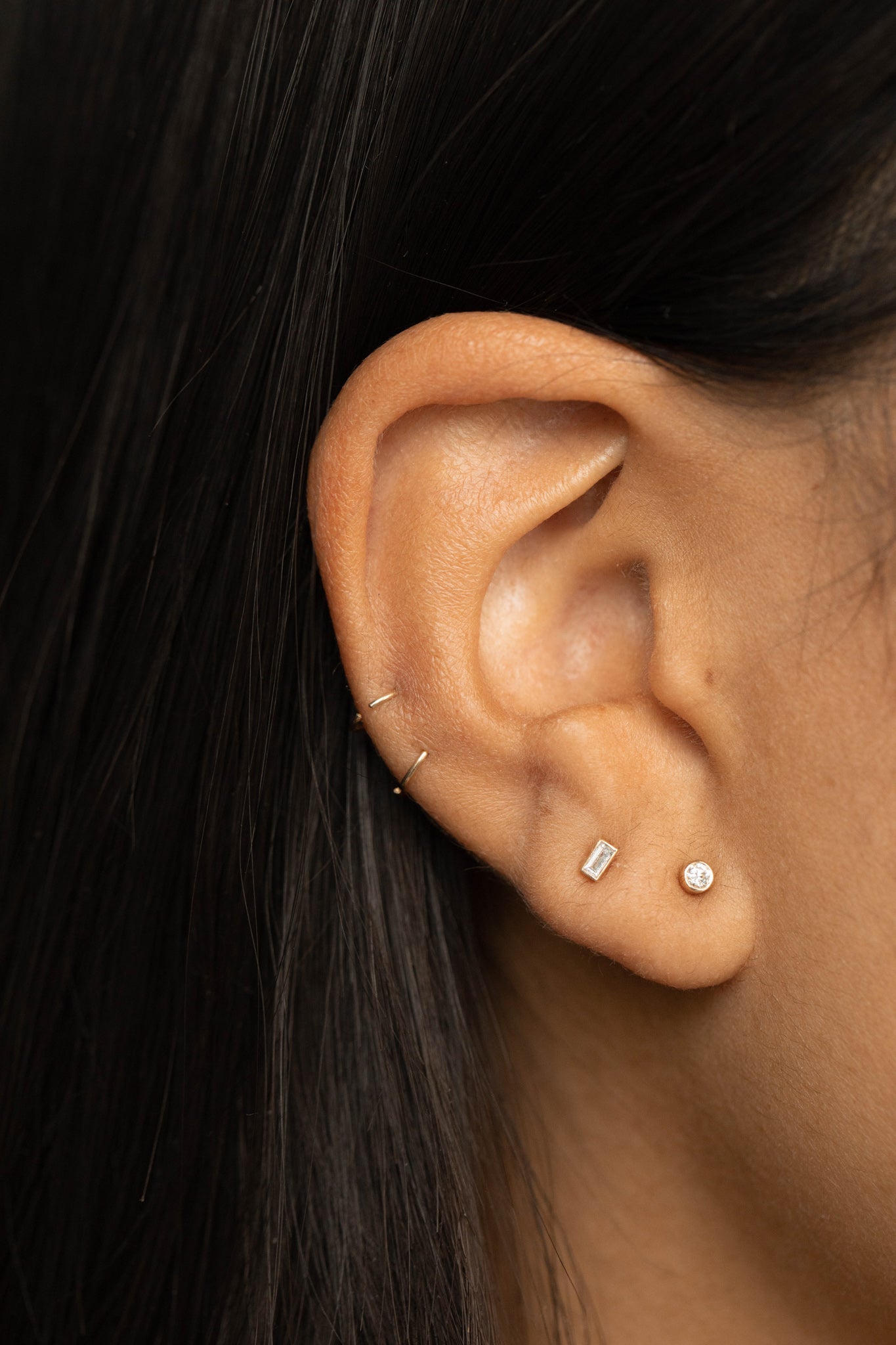 0.12 CT Baguette Lab Grown Diamond Stud Earrings Secondary image