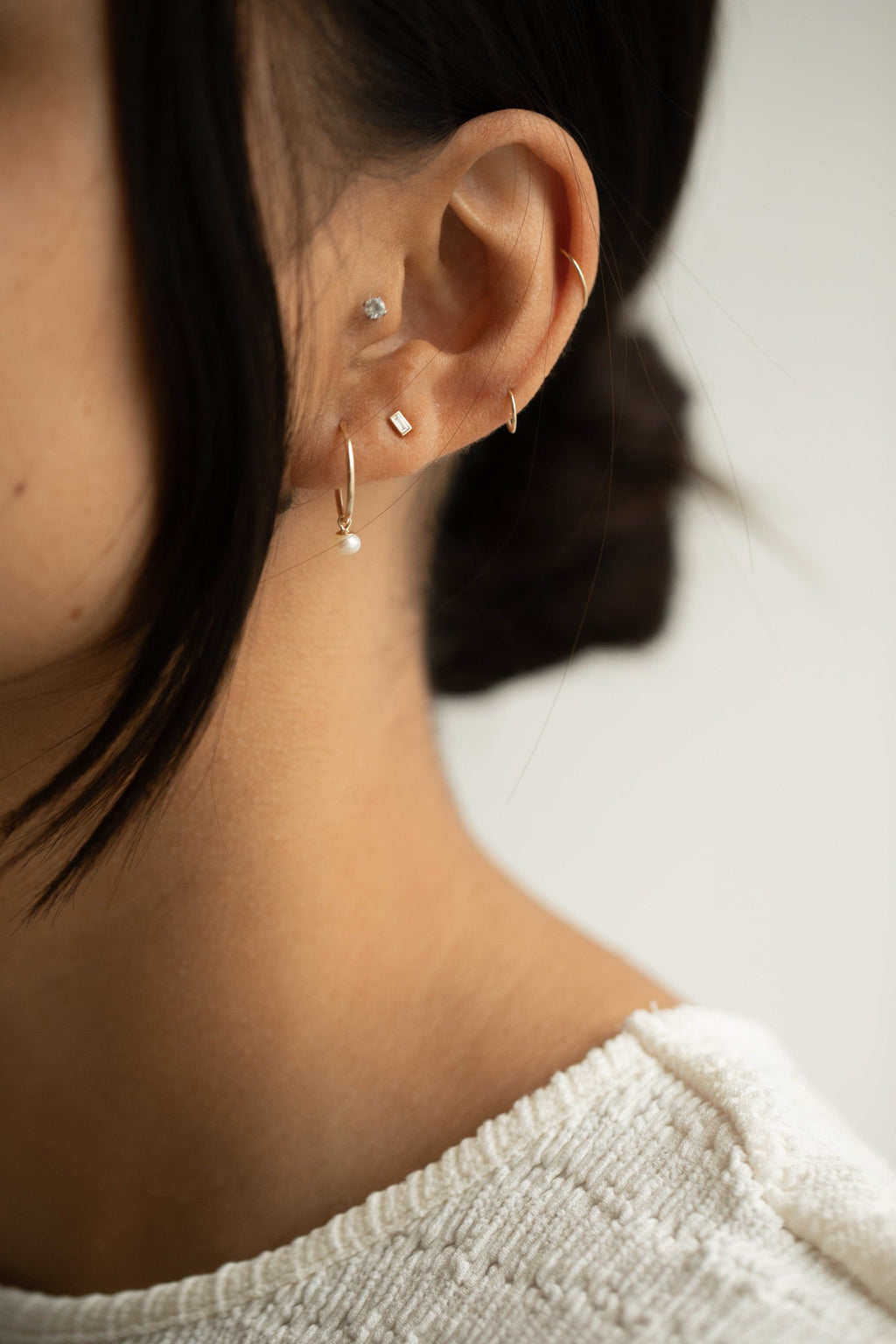 0.12 CT Baguette Lab Grown Diamond Stud Earrings