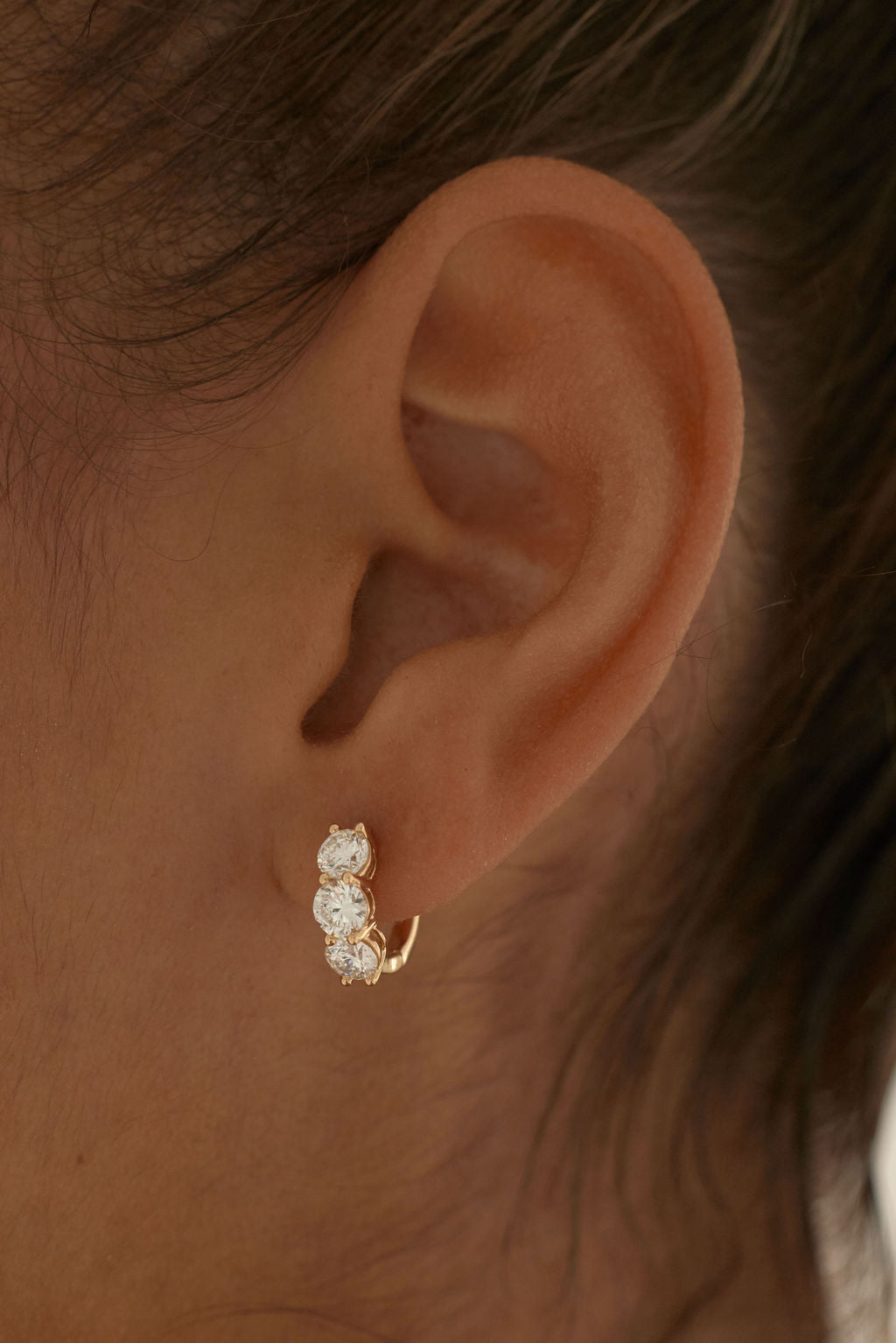 2 CT Round Lab Grown Diamond Huggies Earring