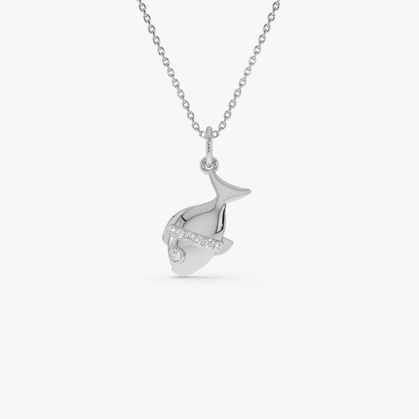 14k Fish Charm Necklace with a Diamond	