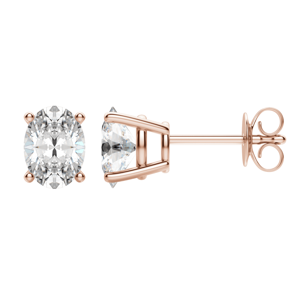 0.50 CT-2.0 CT Oval Solitaire Lab Grown Diamond Earrings
