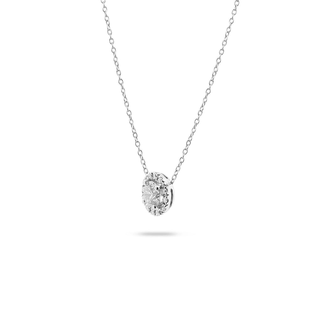 0.55 CT Round Halo Lab Grown Diamond Necklace