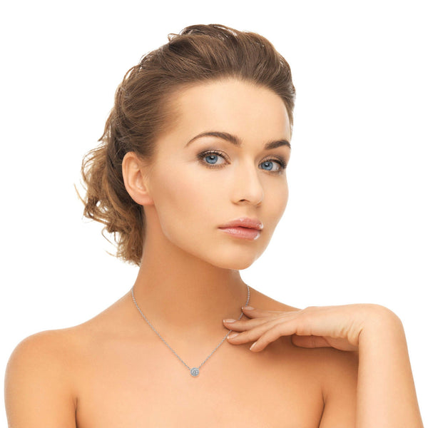 0.55 CT Round Halo Lab Grown Diamond Necklace