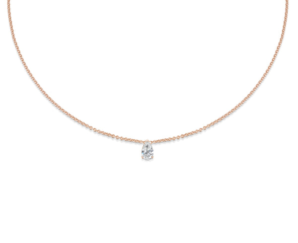 0.30 CT Pear Solitaire Lab Grown Diamond Necklace