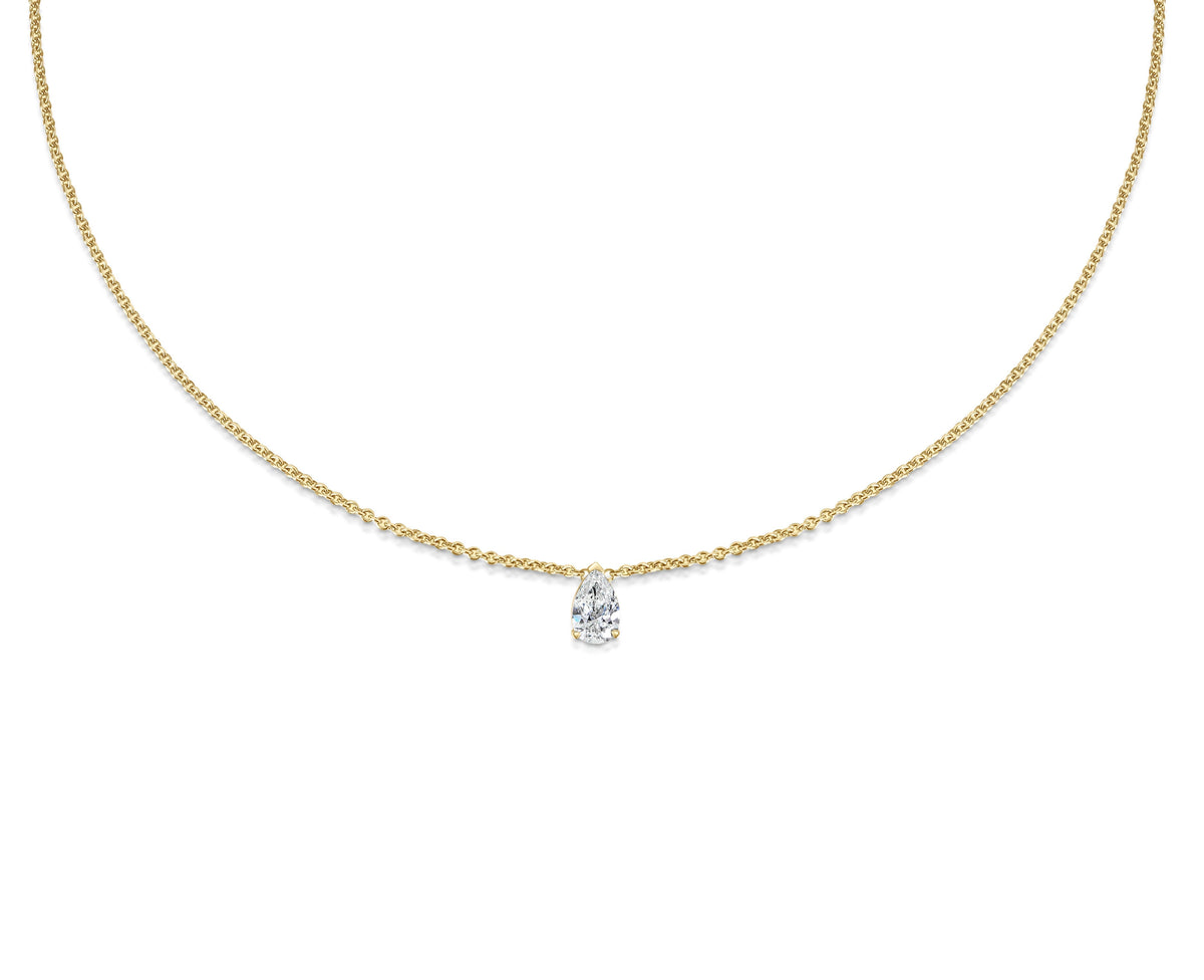 0.30 CT Pear Solitaire Lab Grown Diamond Necklace