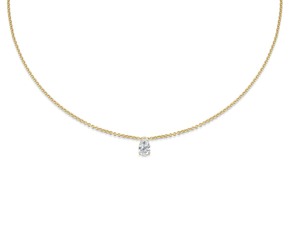 0.30 CT Pear Solitaire Lab Grown Diamond Necklace