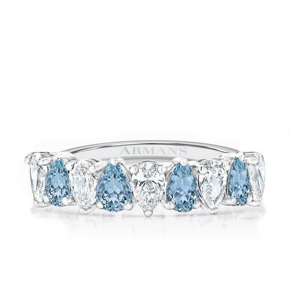 Petite Pear Half Band Gender Reveal Ring