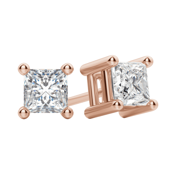 0.50 CT-2.0 CT Princess Solitaire Lab Grown Diamond Earrings