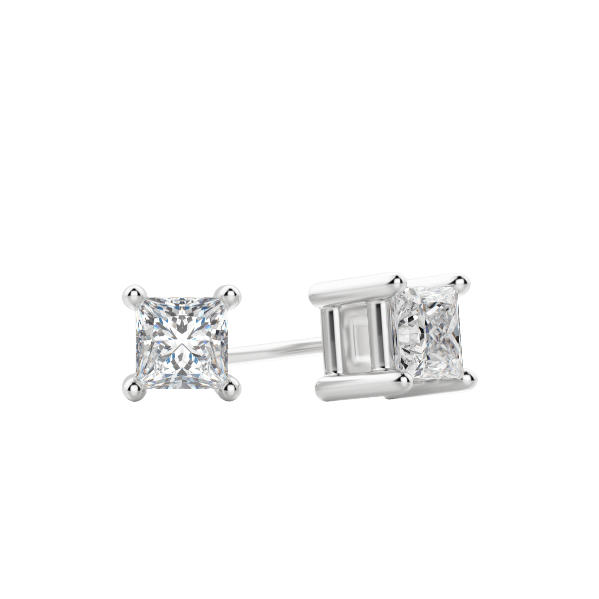 0.50 CT-2.0 CT Princess Solitaire Lab Grown Diamond Earrings Secondary image