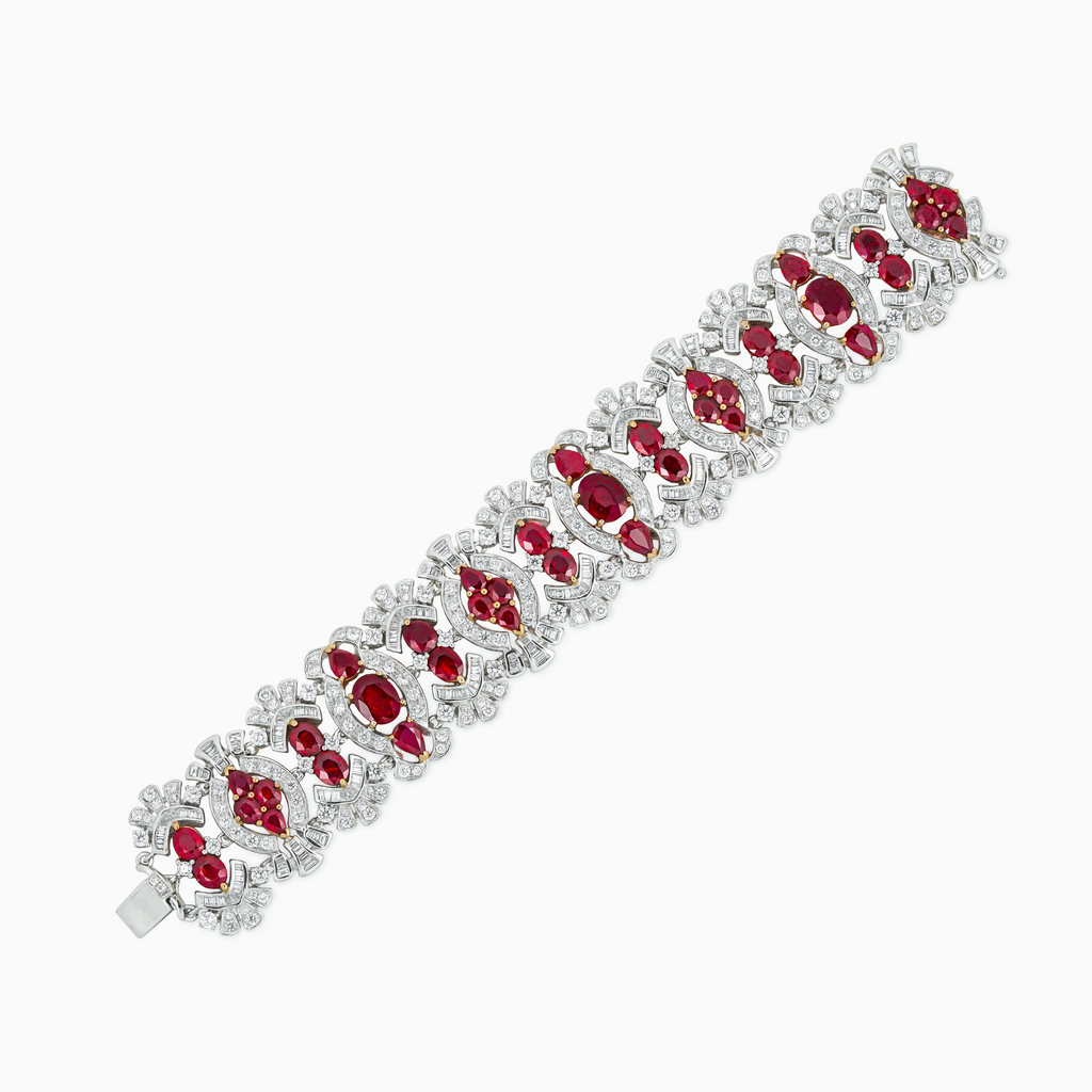 18K White & Rose Gold Ruby & Diamond Bracelet	