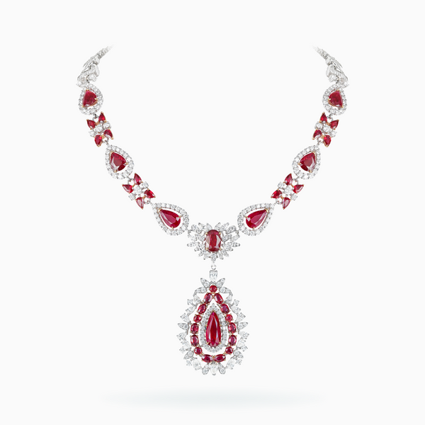E18K White & Rose Gold Ruby & Diamond Necklace	