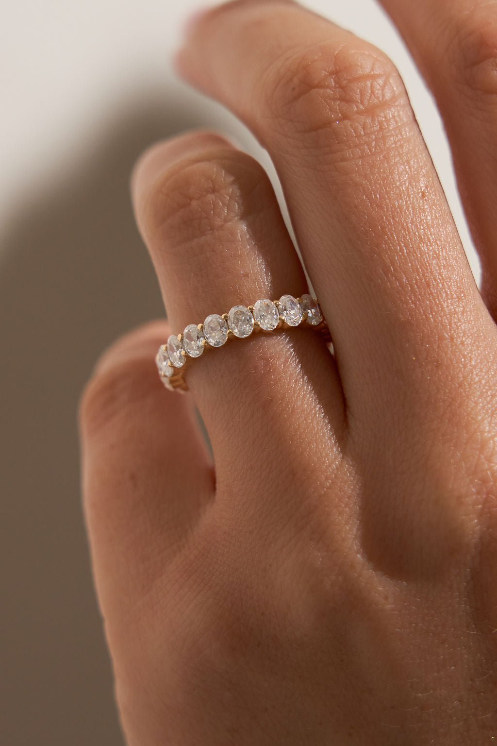 Large Pave Oval Wedding Band
