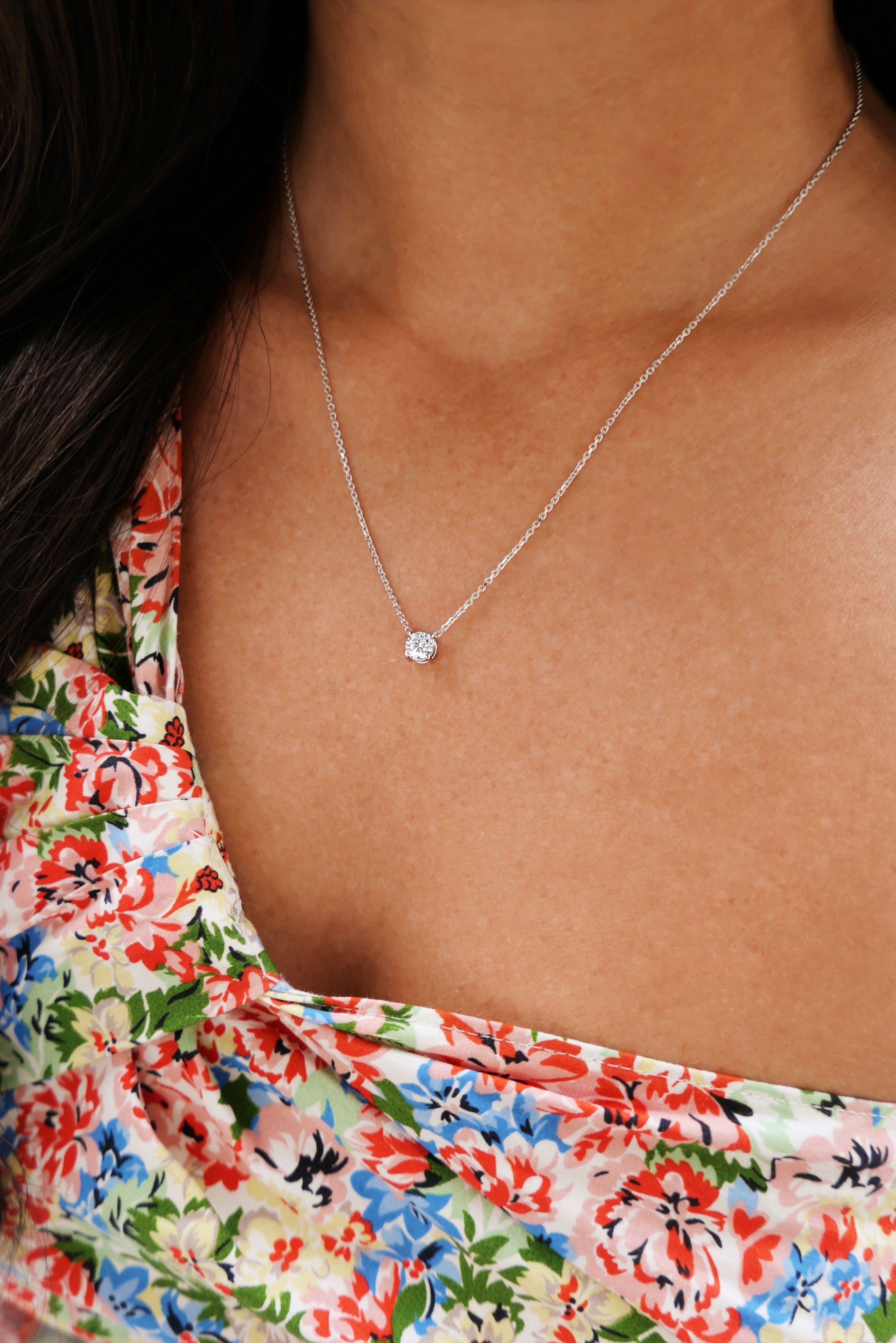 0.50 CT Round Solitaire Lab Grown Diamond Necklace Secondary image