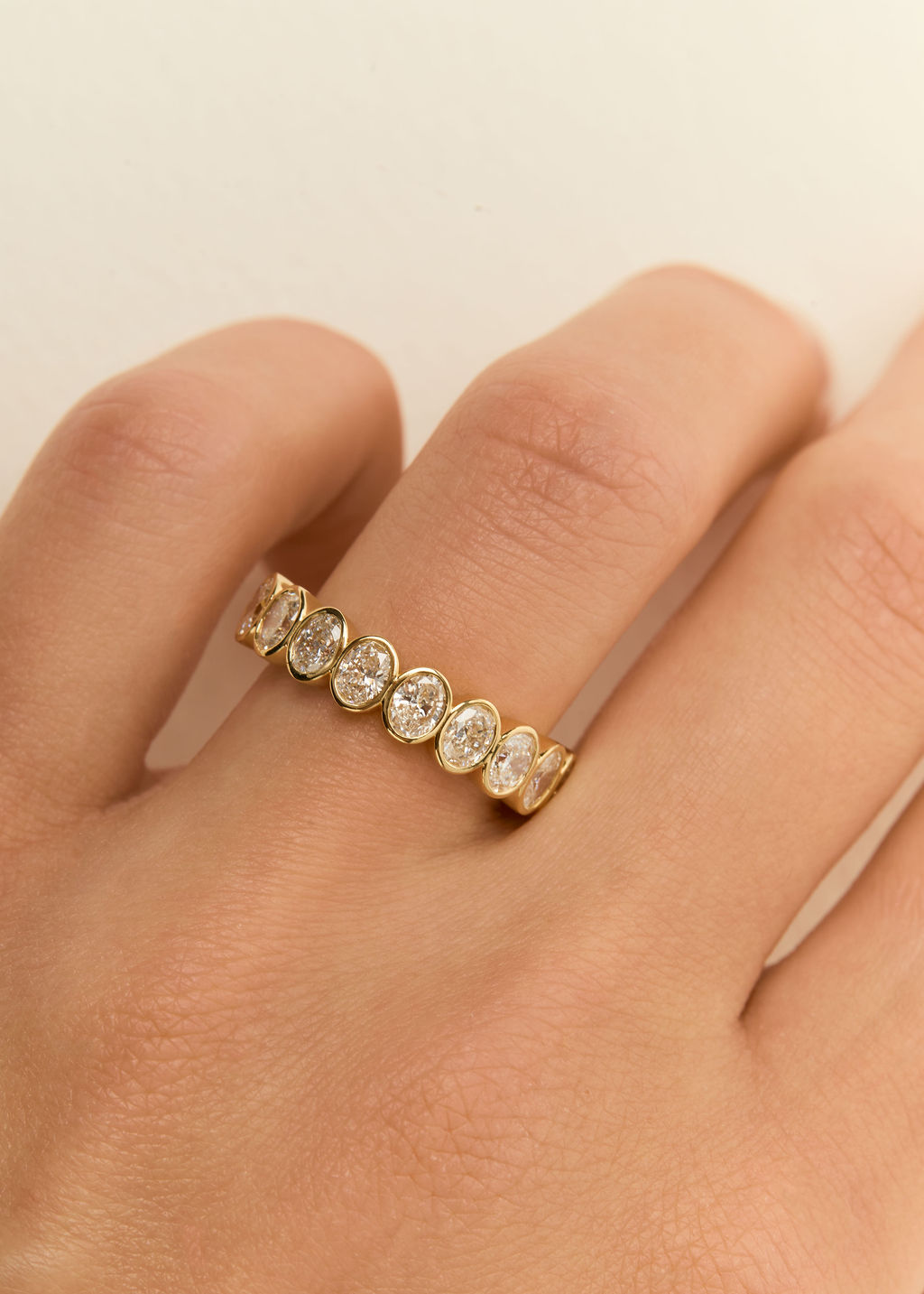 Large Oval Bezel Wedding Band