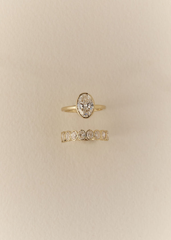 Large Oval Bezel Wedding Band