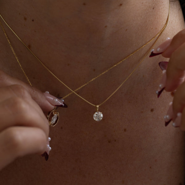 1.0 CT Round Solitaire Lab Grown Diamond Necklace