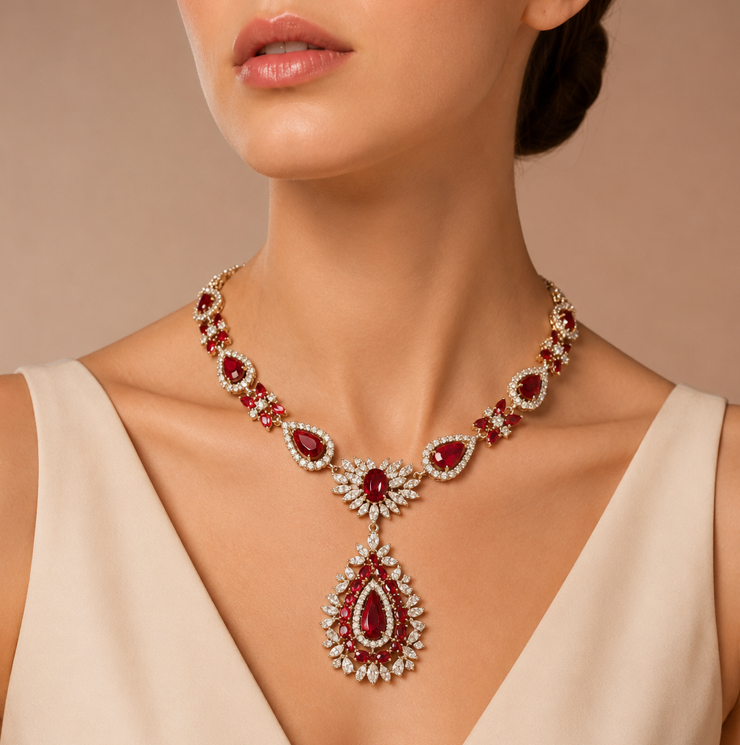 E18K White & Rose Gold Ruby & Diamond Necklace Secondary image
